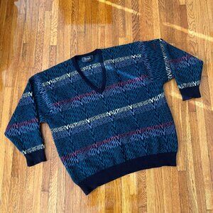 100% Shetland Wool Pringle Scottish Geometric Textured Sweater - Large (FLAWS)